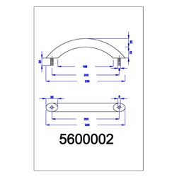 Vitra Wannengriff Universal, 235x58x35mm, Bohrlochabstand 200mm, Metall, Chrom, 5600002... VITRA-5600002 8697334160122 (Abb. 1)