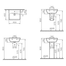 Vitra Integra Handwaschbecken rechteckig, 450x400x180mm, Sanitärkeramik, mit Hahnl... VITRA-7047L003-0001 8693405526484 (Abb. 1)