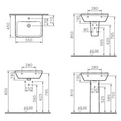 Vitra Integra Waschtisch eckig, 550x450x190mm, Sanitärkeramik, mit Hahnloch und Üb... VITRA-7049L003-0001 8693405519165 (Abb. 1)