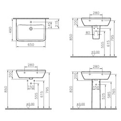 Vitra Integra Waschtisch eckig, 650x490x200mm, Sanitärkeramik, mit Hahnloch und Üb... VITRA-7051L003-0001 8693405529546 (Abb. 1)