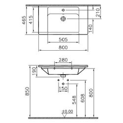 Vitra Integra Möbelwaschtisch, 800x465x190mm, Sanitärkeramik, mit Hahnloch und Übe... VITRA-7056B003-0001 8693405529720 (Abb. 1)