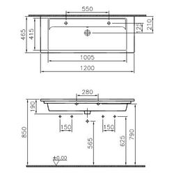 Vitra Integra Doppelmöbelwaschtisch rechteckig, 1200x465x190mm, Sanitärkeramik, 1 ... VITRA-7058B003-1474 8693405534212 (Abb. 1)