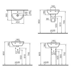 Vitra Integra Handwaschbecken rund, 450x360x180mm, Sanitärkeramik, mit Hahnloch un... VITRA-7065L003-0001 8693405534069 (Abb. 1)