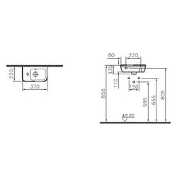 Vitra Integra Handwaschbecken rechteckig, 370x220x135mm, Sanitärkeramik, Hahnloch ... VITRA-7090L003-0028 8693405558874 (Abb. 1)