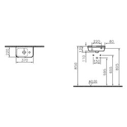 Vitra Integra Handwaschbecken rechteckig, 370x220x135mm, Sanitärkeramik, Hahnloch ... VITRA-7091L003-0029 8693405558546 (Abb. 1)
