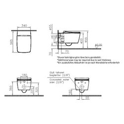 Vitra Aquacare Metropole Wand-WC-Set Vitra Flush 2,0 spülrandlos mit Bidetfunktion... VITRA-7672B003-6203 8693405562970 (Abb. 1)