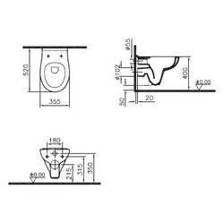 Vitra Wand-WC S20 Vitra Flush 2,0 oval spülrandlos, Tiefspüler, 355x520mm, Sanitär... VITRA-7741B003-0075 8693405391587 (Abb. 1)
