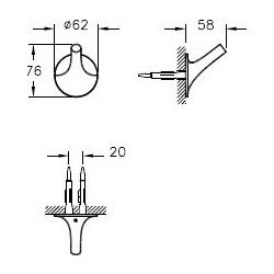 Vitra Istanbul Handtuchhaken Wandmontage, 62x58x76mm, mit Befestigungsset, Messing verchr... VITRA-A48003 8697221024230 (Abb. 1)