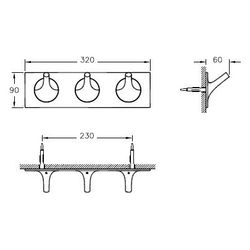 Vitra Istanbul Hakenleiste Wandmontage, 320x59x90mm, 3 Haken, Messing verchromt, A48012... VITRA-A48012 8697221024155 (Abb. 1)
