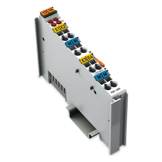 Wago Analogeingangsmodul 750-455, 4-Kanal, 12 Bit, 12x100x69,8mm, Polycarbonat/Polyamid 6.6, lichtgrau, 1
