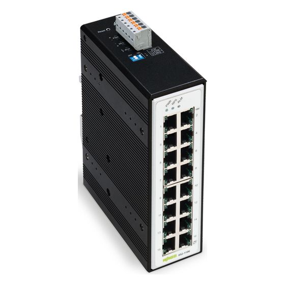 Wago Industrial-Switch 852-1106, 16 Ports 1000 Mbit/s, Aluminium, metallisch schwarz