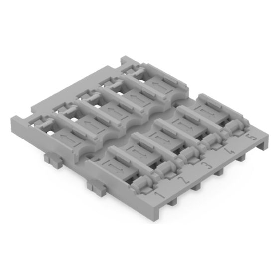 Wago Befestigungsadapter 221-2535, 5-fach, Rastfuß, Polyamid, Grau
