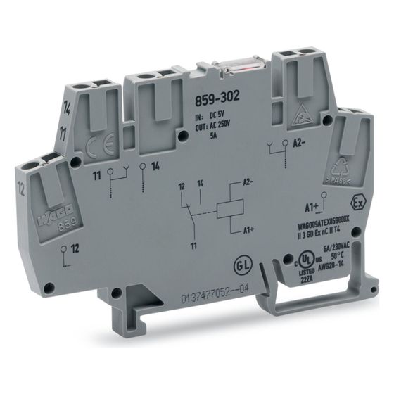 Wago Relaisklemme 859-304, 24V DC, 1 Wechsler, 6mm, Grau