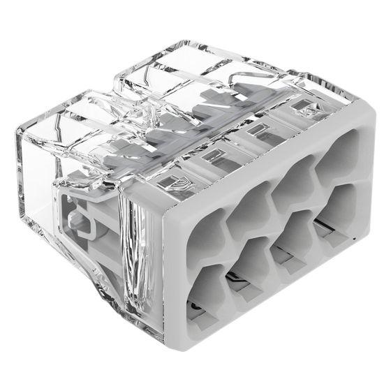 Wago Verbindungsdosenklemme 2273-208, 8-Leiter 0,5-2,5mm2, 450V 24A, Transparent/Grau