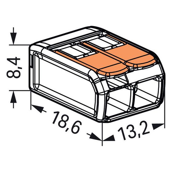 Wago Verbindungsklemme 221 221-412, 0,14-4mm2, 2-Leiter, Transparent/Orange