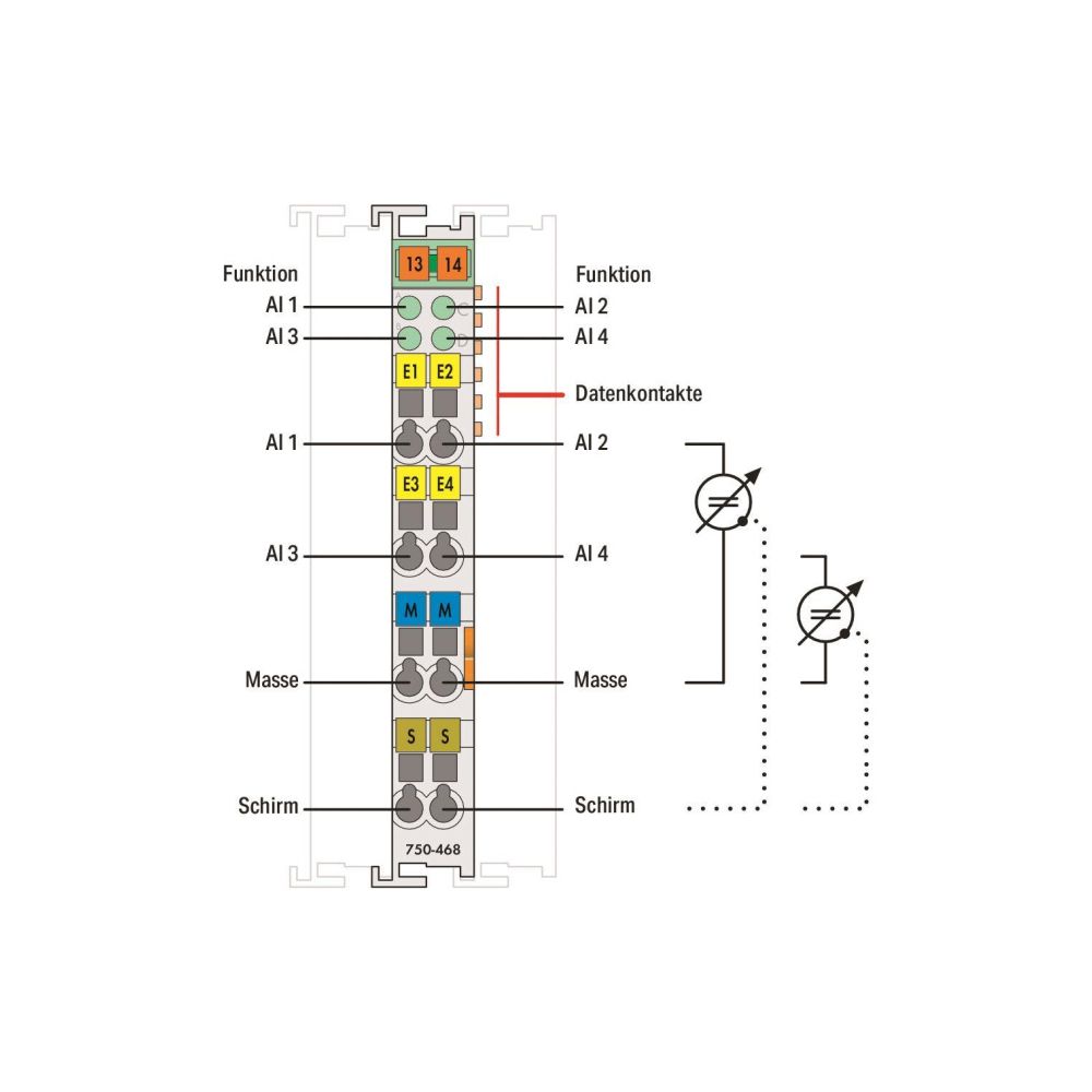 Wago Analogeingangsmodul 750-468, 4-Kanal DC 0-10V, Polycarbonat/Polyamid 6.6, lichtgrau,... WAGO-750-468 4045454393045 (Abb. 3)