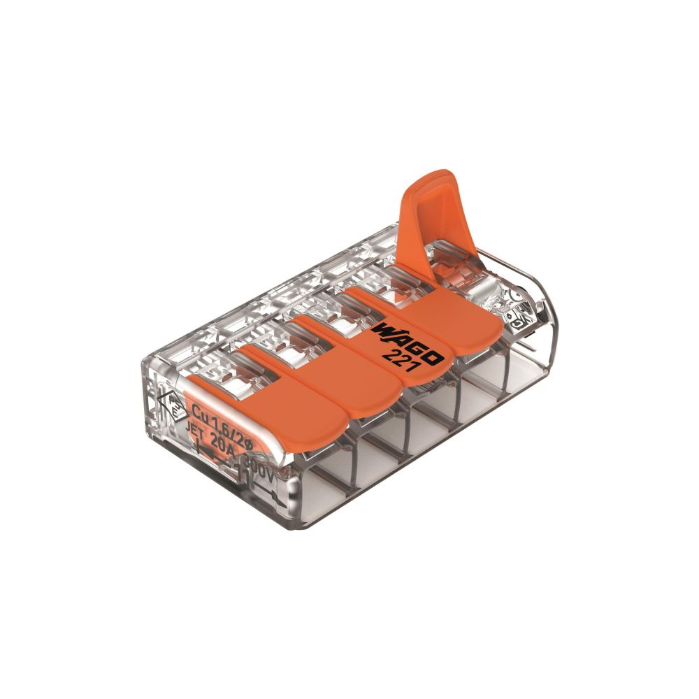 Wago COMPACT-Verbindungsklemme 221 221-415, 0,14-4mm2, Polycarbonat, Transparent/Orange,... WAGO-221-415 4055143234658 (Abb. 14)