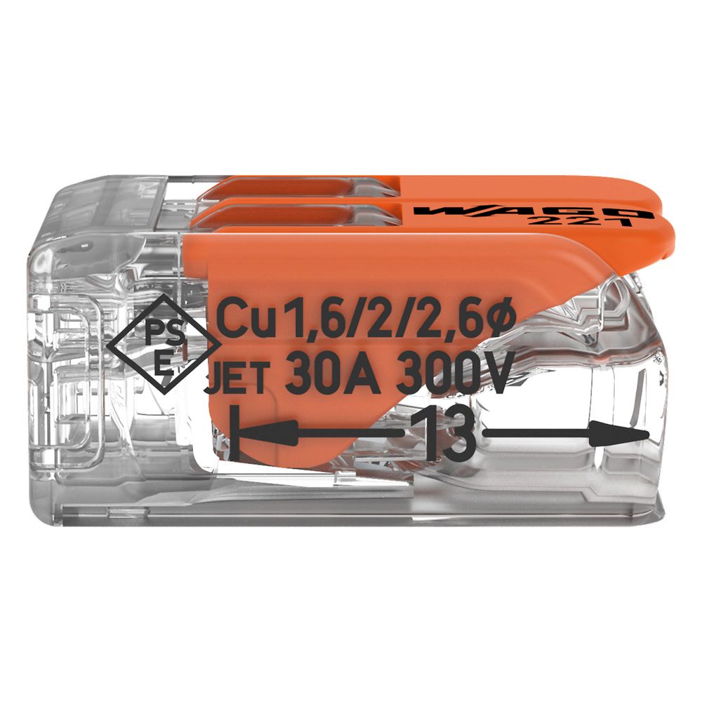 Wago Verbindungsklemme 221 221-612, 0,5-6mm2, Polycarbonat, Transparent/Orange... WAGO-221-612 4055143704168 (Abb. 10)