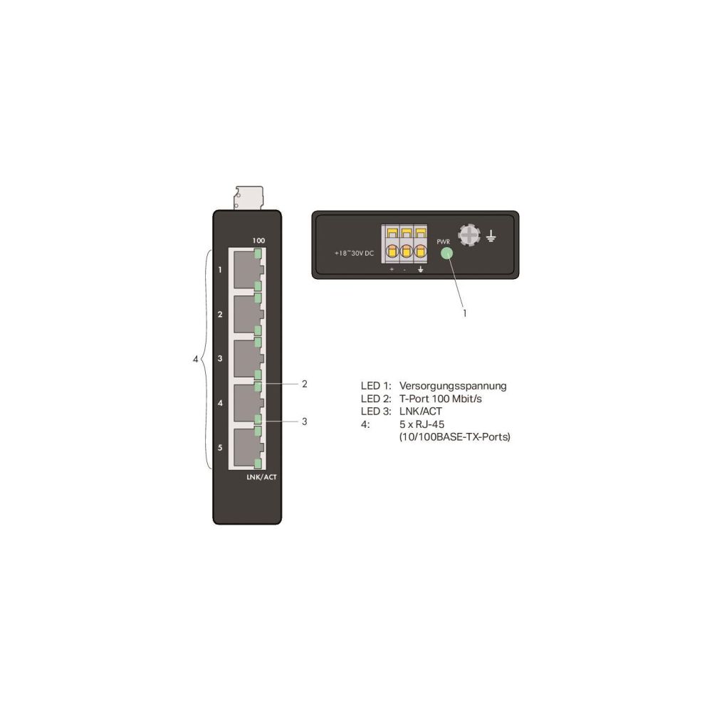 Wago Industrial-ECO-Switch 852-111, 5 Ports 100Base-TX, Stahlblech, schwarz... WAGO-852-111 4045454847593 (Abb. 8)