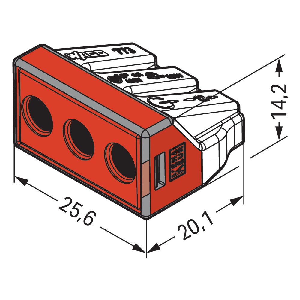 Wago Verbindungsdosenklemme 773 773-173, 2,5-6mm2 400V 41A, Polycarbonat, Transparent/Rot... WAGO-773-173 4050821215141 (Abb. 8)