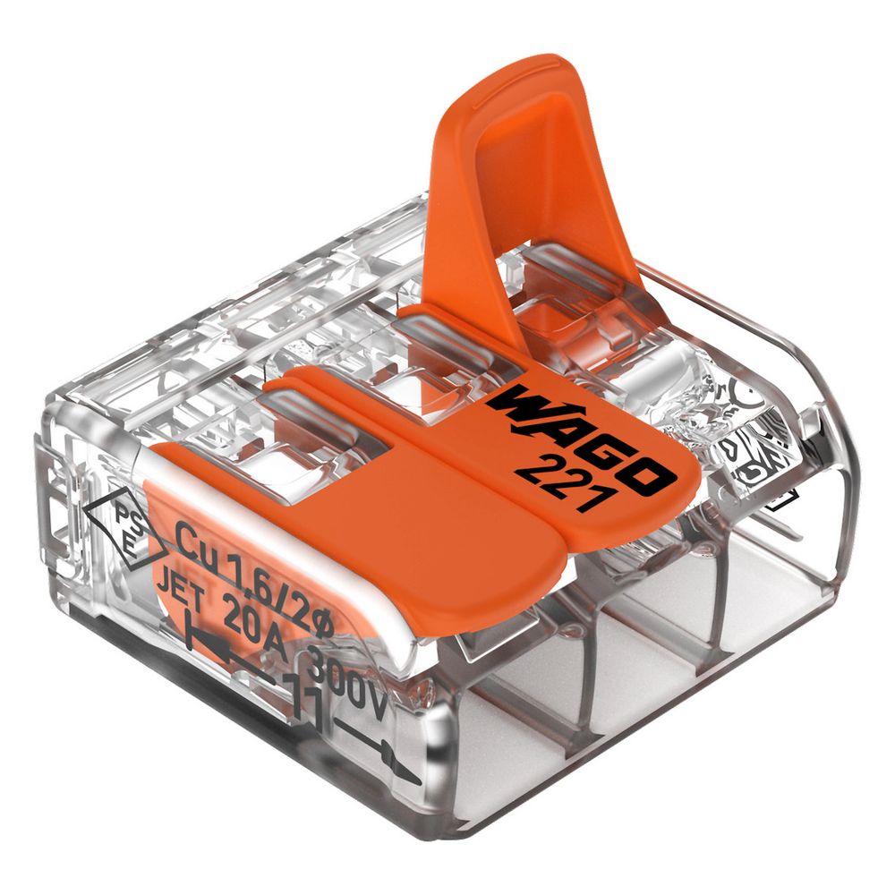 Wago Verbindungsklemme 221-413 COMPACT, 0,14-4mm2, Polycarbonat, Transparent/Orange... WAGO-221-413 4050821808442 (Abb. 22)