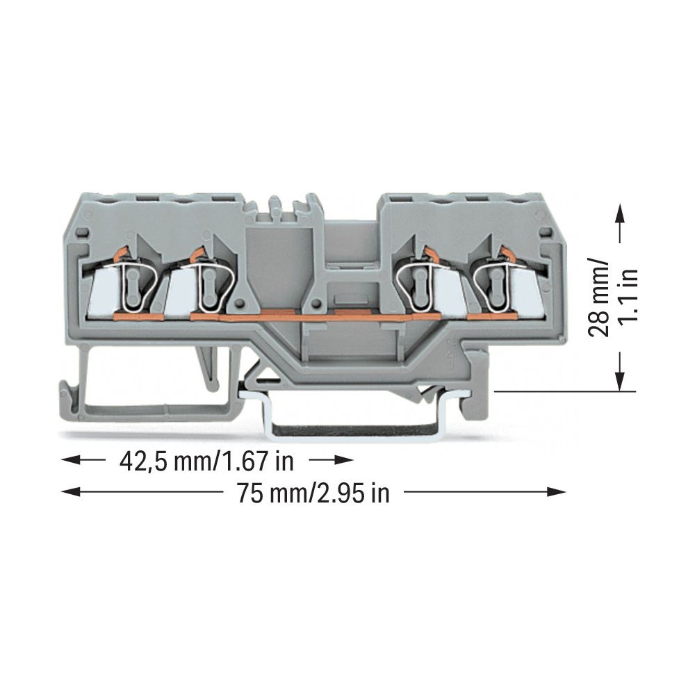 Wago 4-Leiter-Durchgangsklemme 280 280-833, 0,08-2,5 mm2, 800 V, 20 A, Grau... WAGO-280-833 4044918311328 (Abb. 6)