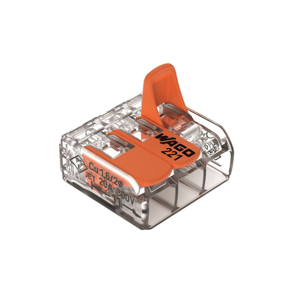 Wago Verbindungsklemme 221-413 COMPACT, 0,14-4mm2, Polycarbonat, Transparent/Orange... WAGO-221-413 4050821808442 (Abb. 14)