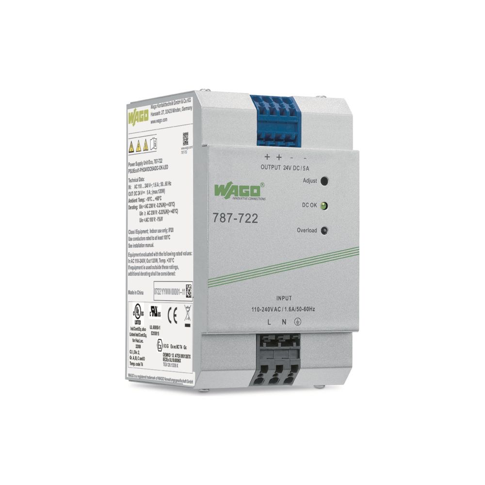Wago Stromversorgung Eco 787-722, 120W 24V 5A, Federzuganschluss, Metallgehäuse... WAGO-787-722 4045454908188 (Abb. 3)