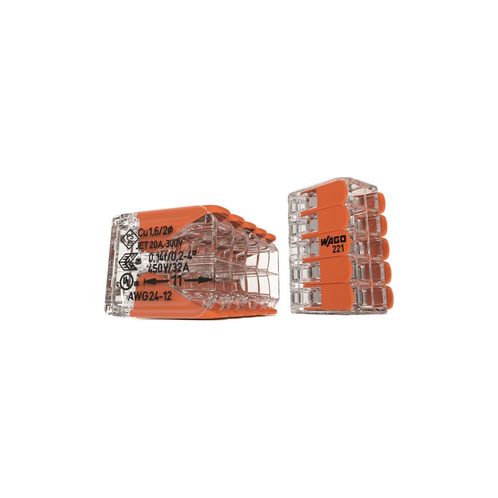 Wago Verbindungsklemme 221 221-420, 10-Leiter 0,2-4mm2, Polycarbonat, Transparent... WAGO-221-420 4066966611663 (Abb. 12)