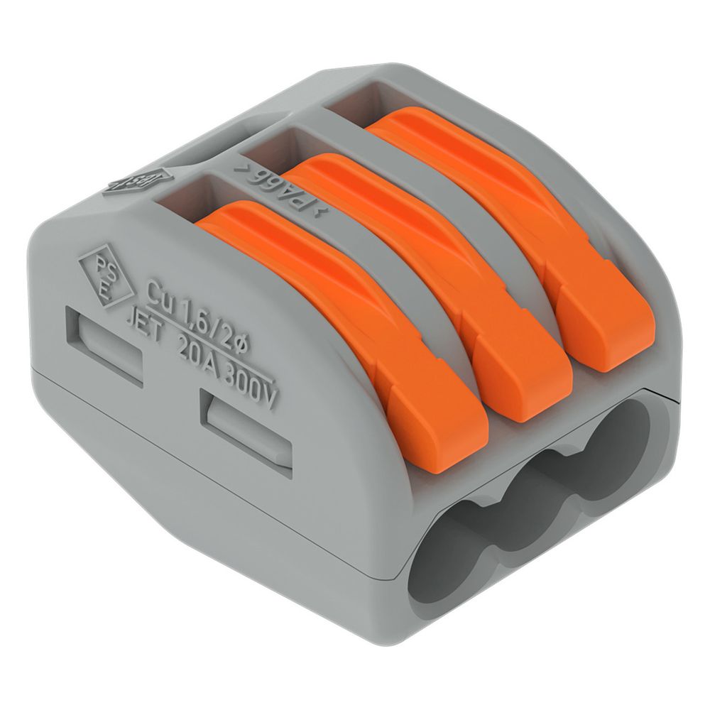 Wago Verbindungsklemme 222 222-413, 3-Leiter, 0,08-4mm2, 400V, 32A, Grau... WAGO-222-413 4017332955676 (Abb. 12)