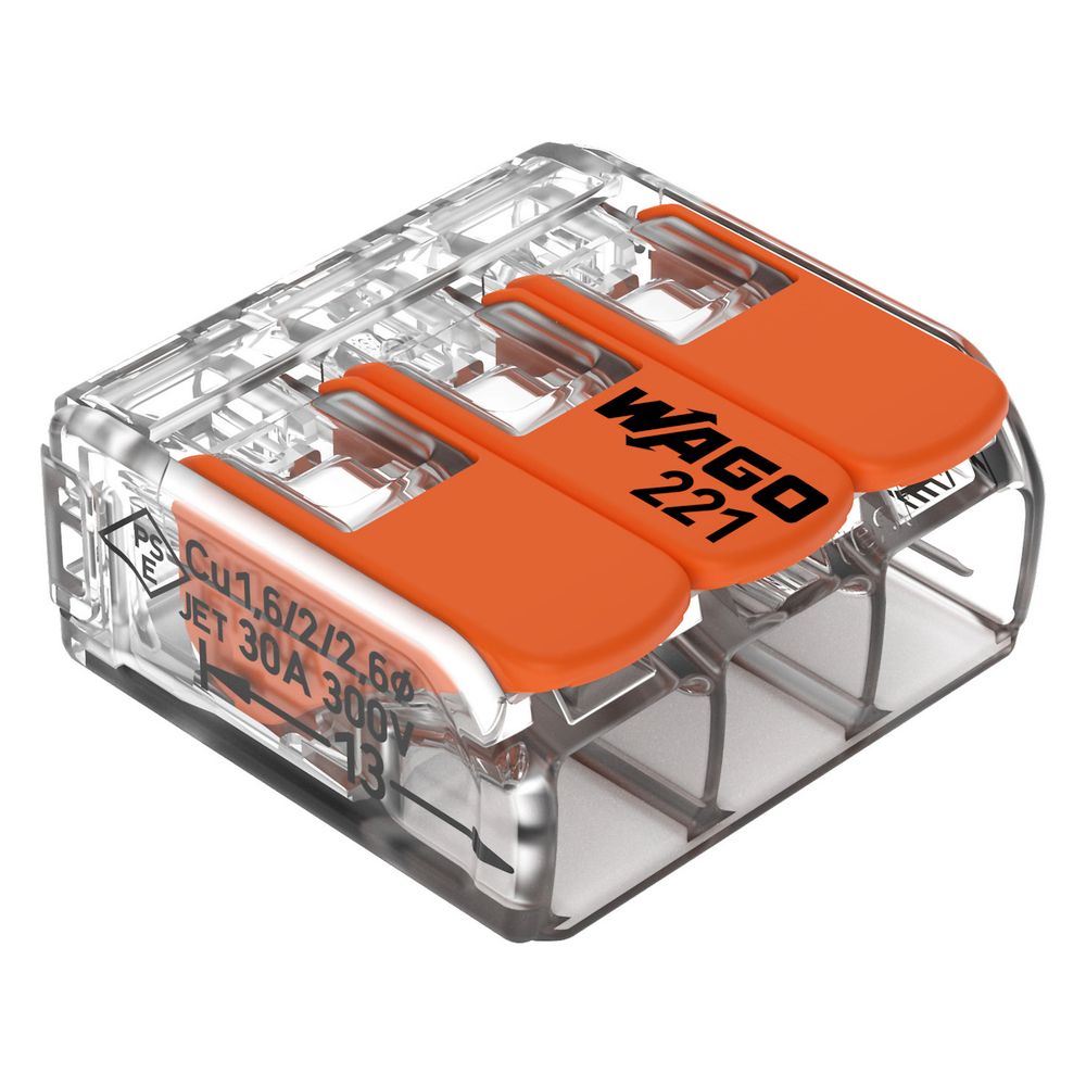 Wago Verbindungsklemme 221-613, 0,5-6mm2, Polycarbonat, Transparent... WAGO-221-613 4055143715416 (Abb. 8)