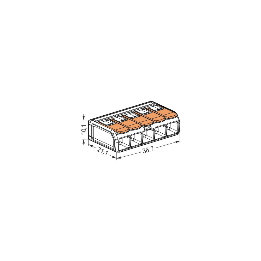 Wago Verbindungsklemme 221-615 COMPACT 5-Leiter, 0,5-6mm2, Polycarbonat, Transparent/Oran... WAGO-221-615 4055143715478 (Abb. 8)