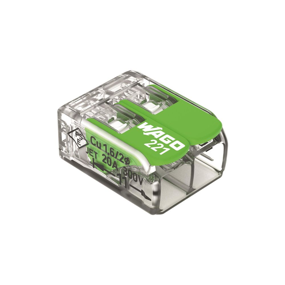 Wago Verbindungsklemme 221 221-422, 2-Leiter 4mm2, Polycarbonat, Transparent/Grün... WAGO-221-422 4066966345384 (Abb. 3)