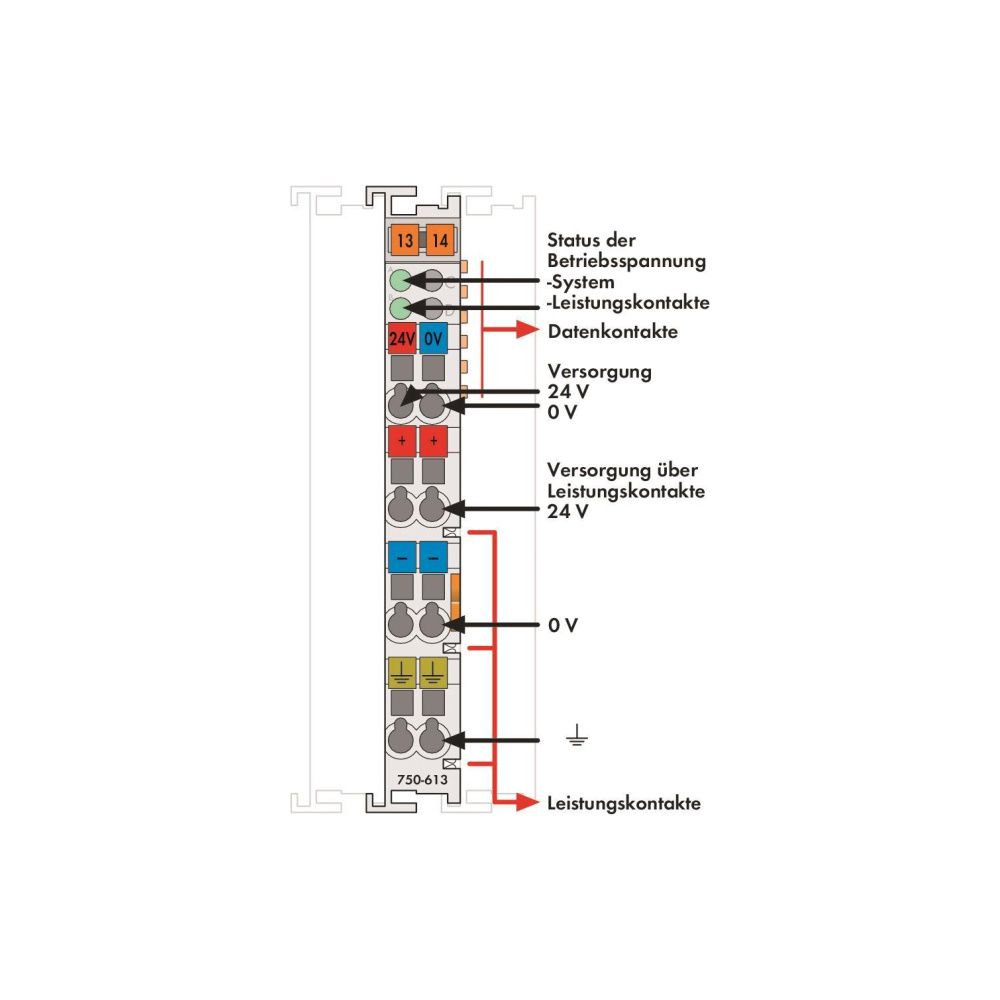 Wago Systemeinspeisung 750-613, DC 24 V, 100x12x69,8mm, Polycarbonat/Polyamid 6.6, lichtg... WAGO-750-613 4045454393823 (Abb. 3)