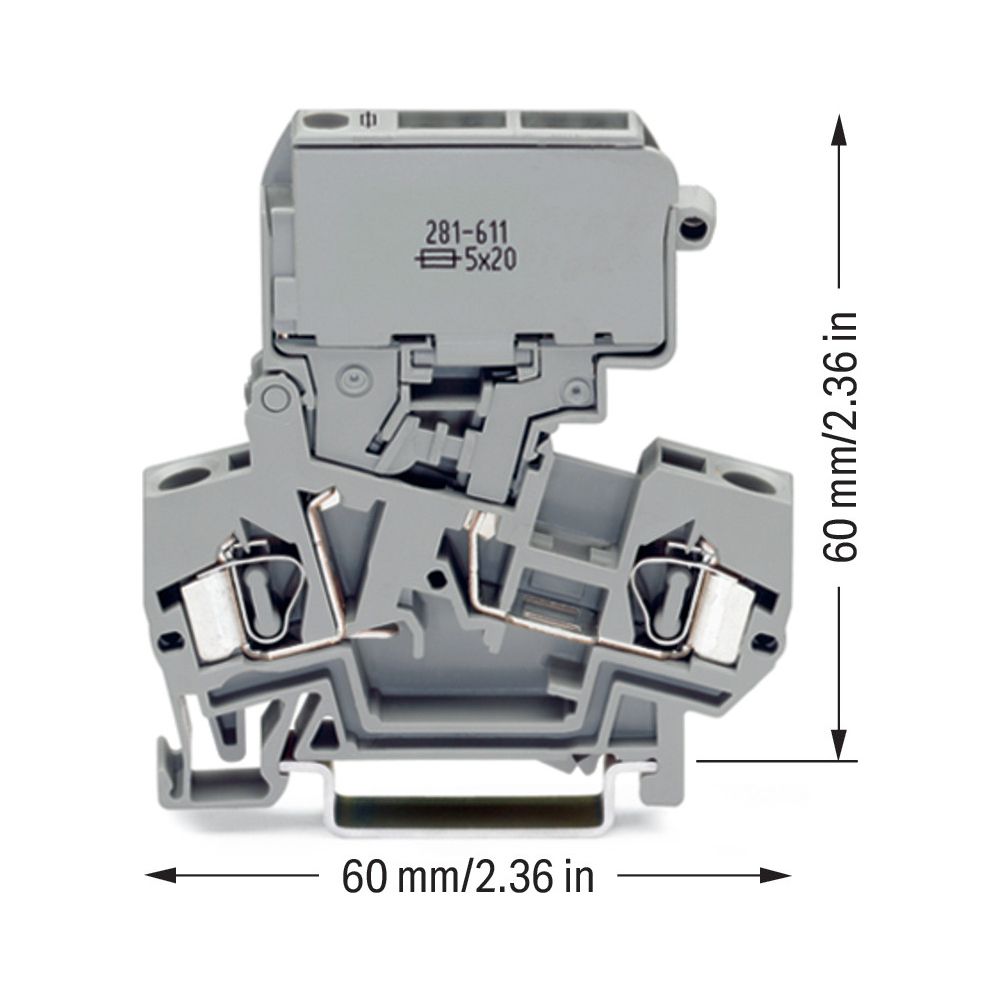 Wago 2-Leiter-Sicherungsklemme 281 281-611, 800V 10A 4mm2, Polyamid, Grau... WAGO-281-611 4045454614591 (Abb. 11)