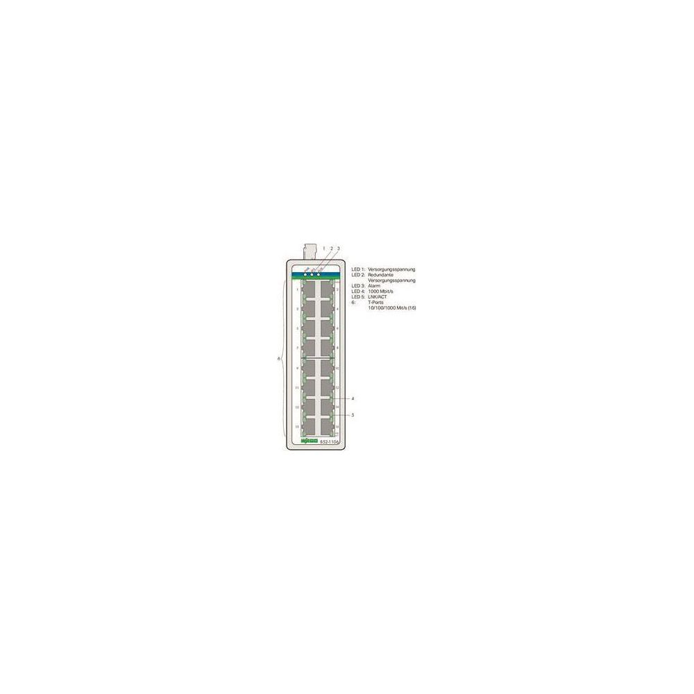 Wago Industrial-Switch 852-1106, 16 Ports 1000 Mbit/s, Aluminium, metallisch schwarz... WAGO-852-1106 4055143604659 (Abb. 10)