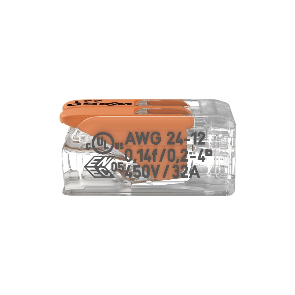 Wago Verbindungsklemme 221 221-412, 0,14-4mm2, 2-Leiter, Transparent/Orange... WAGO-221-412 4050821808435 (Abb. 16)