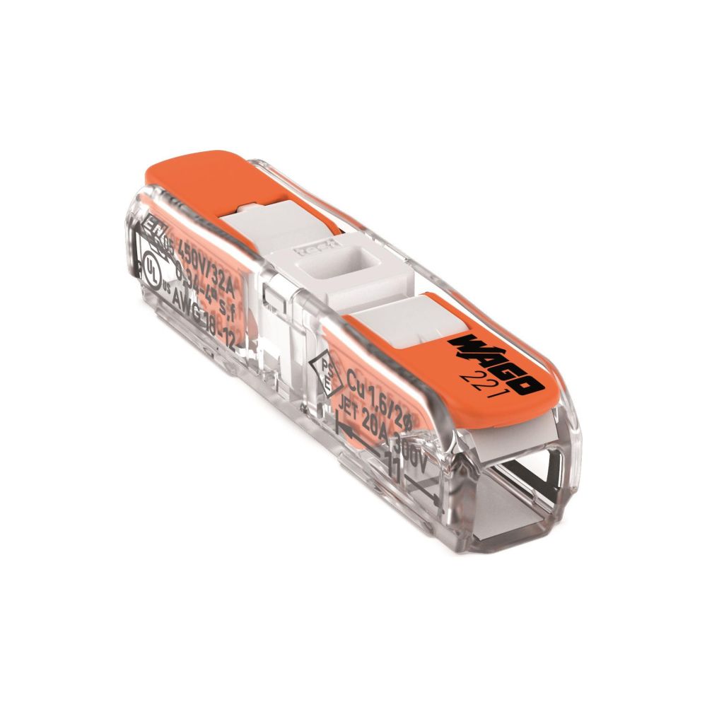 Wago Durchgangsverbinder 221 221-2401, 0,2-4mm2, 450V, 32A, Transparent/Orange... WAGO-221-2401 4066966120271 (Abb. 8)