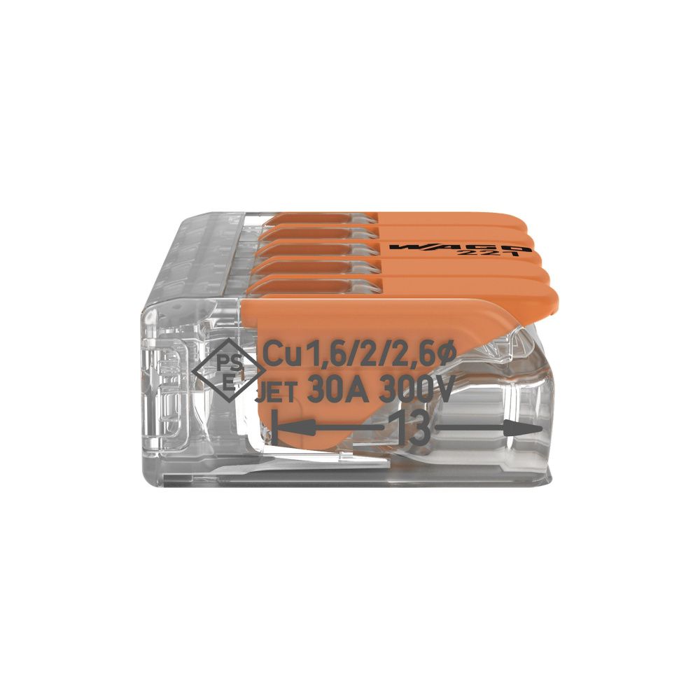 Wago Verbindungsklemme 221-615 COMPACT 5-Leiter, 0,5-6mm2, Polycarbonat, Transparent/Oran... WAGO-221-615 4055143715478 (Abb. 5)