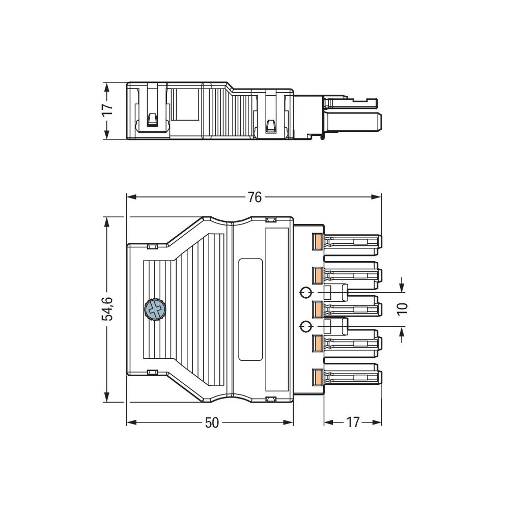 Wago Buchsenteil WINSTA MIDI 770-105, 5-polig, 400V, 25A, 76x54,6x17mm, Polyamid, Schwarz... WAGO-770-105 4044918252157 (Abb. 3)