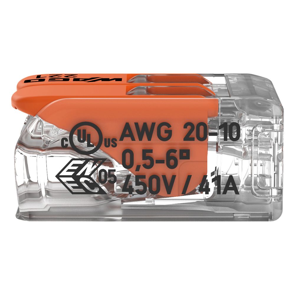 Wago Verbindungsklemme 221 221-612, 0,5-6mm2, Polycarbonat, Transparent/Orange... WAGO-221-612 4055143704168 (Abb. 11)