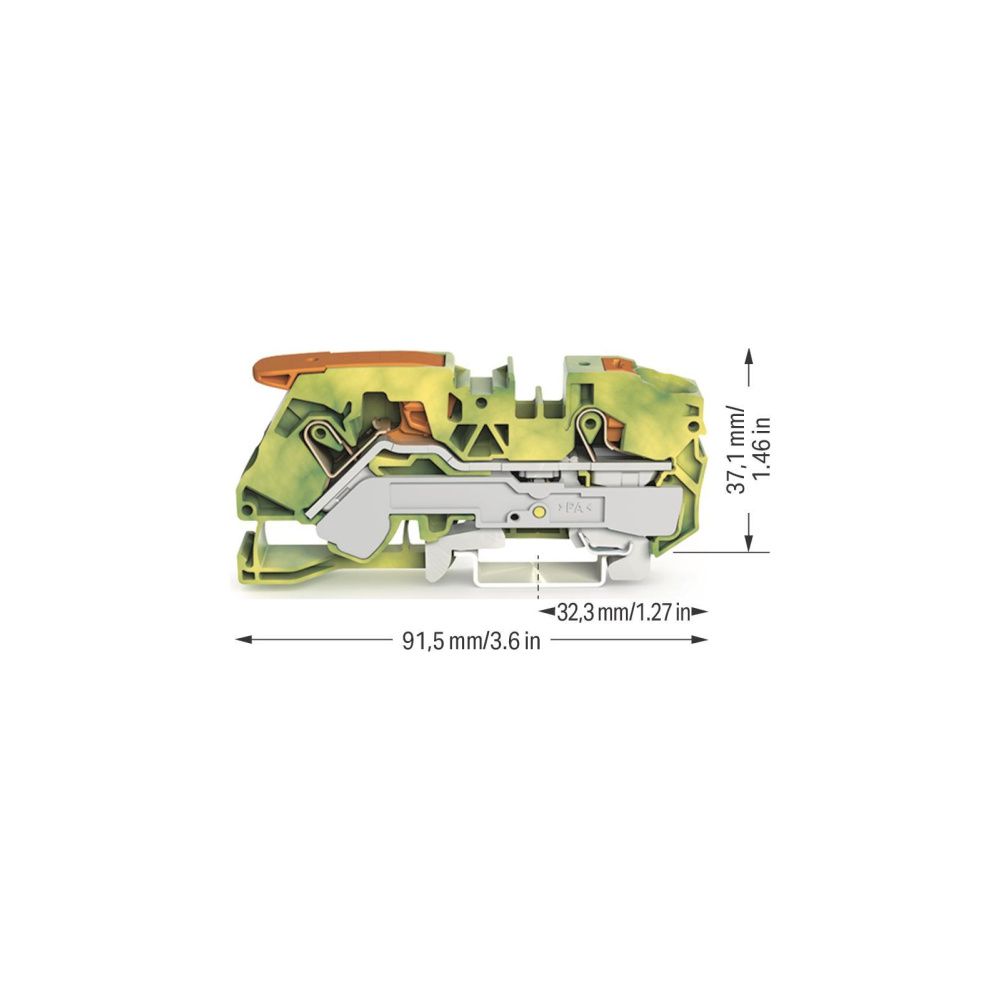 Wago Schutzleiterklemme TOPJOB S 2116-5207, 16mm2, 91,5x12x36,9mm, Polyamid, Grün/Gelb... WAGO-2116-5207 4055143754453 (Abb. 3)