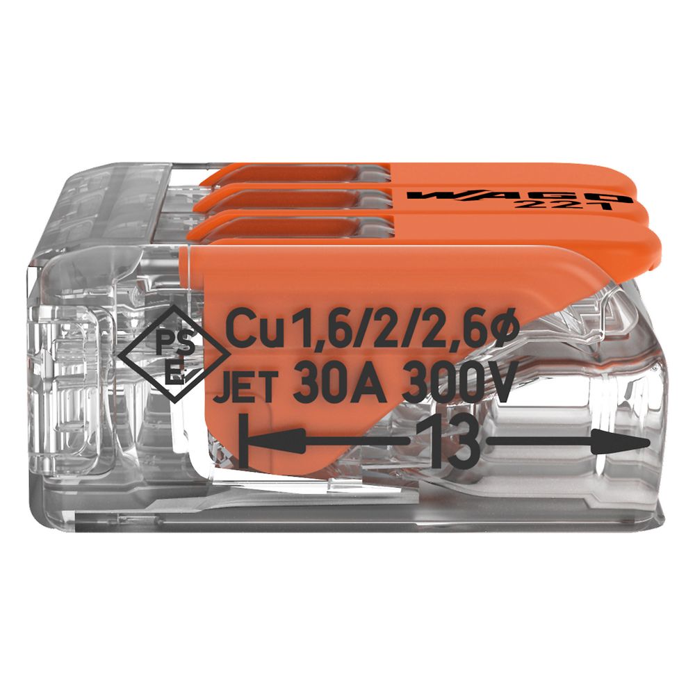 Wago Verbindungsklemme 221-613, 0,5-6mm2, Polycarbonat, Transparent... WAGO-221-613 4055143715416 (Abb. 10)