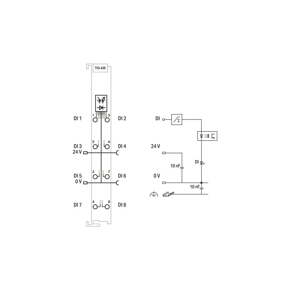 Wago Digitaleingangsmodul 753-430, 8 Kanäle, 24V DC, 3ms, Polycarbonat/Polyamid 6.6, lich... WAGO-753-430 4045454394431 (Abb. 5)