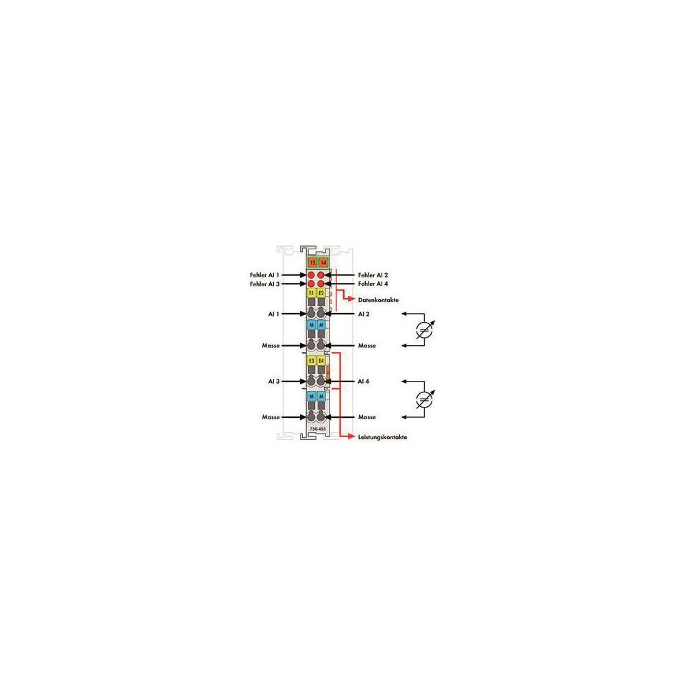Wago Analogeingangsmodul 750-455, 4-Kanal, 12 Bit, 12x100x69,8mm, Polycarbonat/Polyamid 6... WAGO-750-455 4045454439606 (Abb. 3)