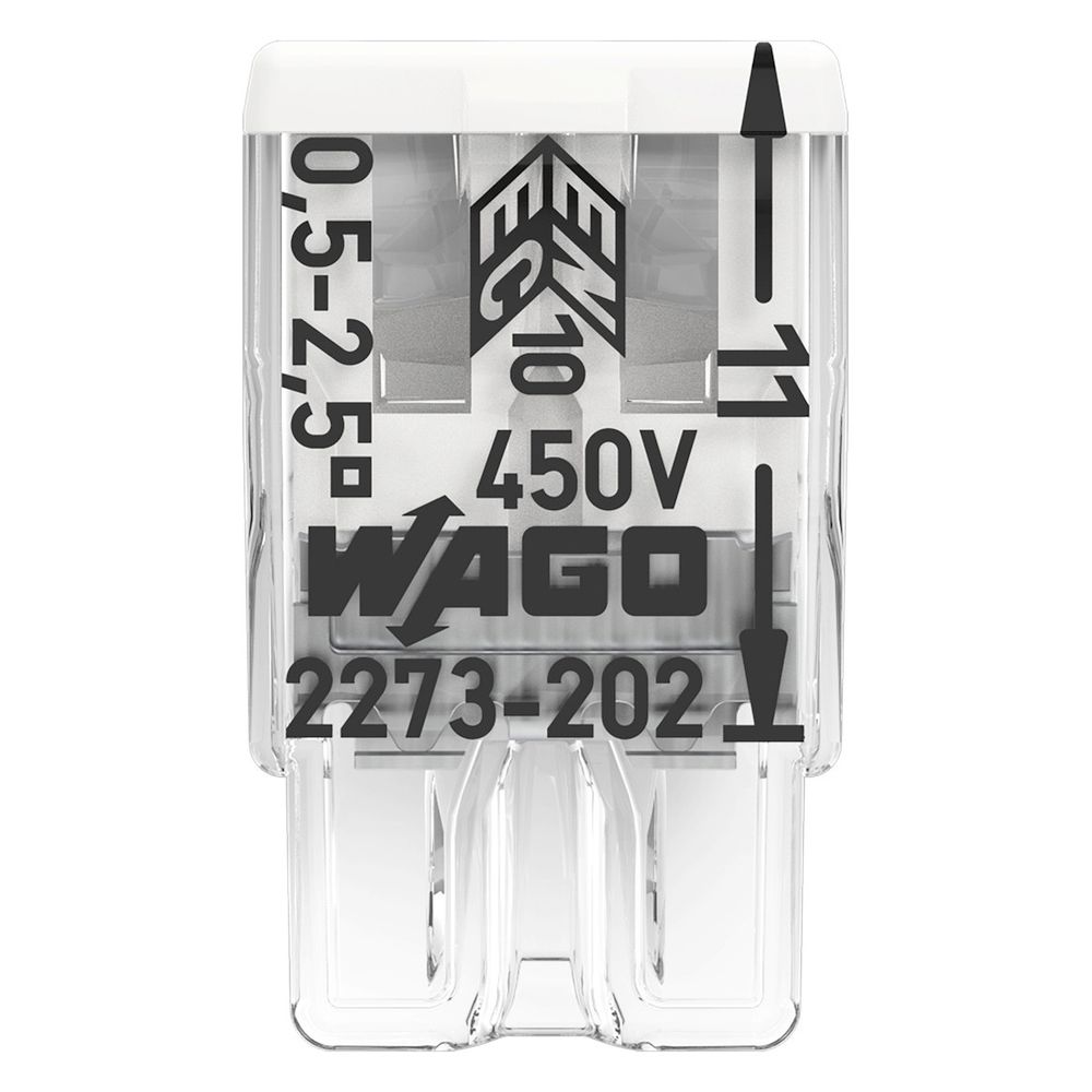 Wago Verbindungsdosenklemme 2273 2273-202, 0,5-2,5mm2, Polycarbonat, Transparent/Weiß... WAGO-2273-202 4050821027843 (Abb. 13)