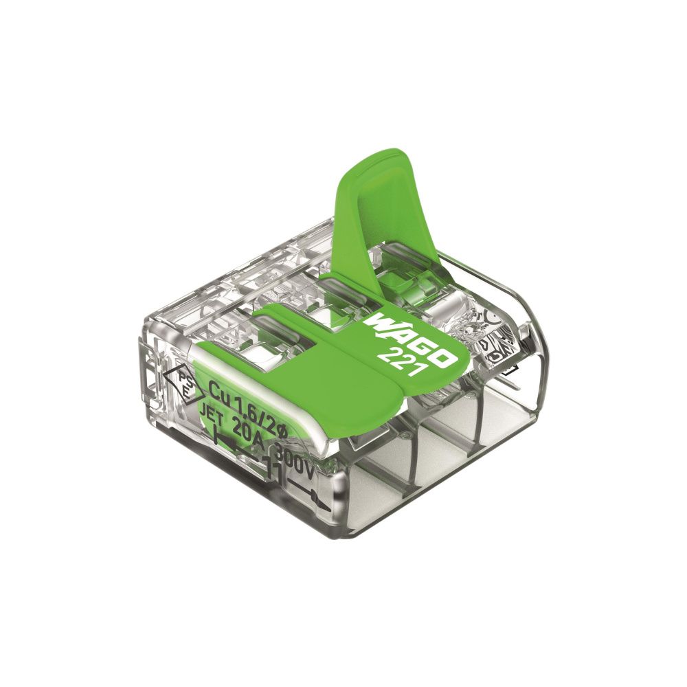 Wago Verbindungsklemme 221 221-423, 0,2-4mm2, Transparent/Grün... WAGO-221-423 4066966345438 (Abb. 2)