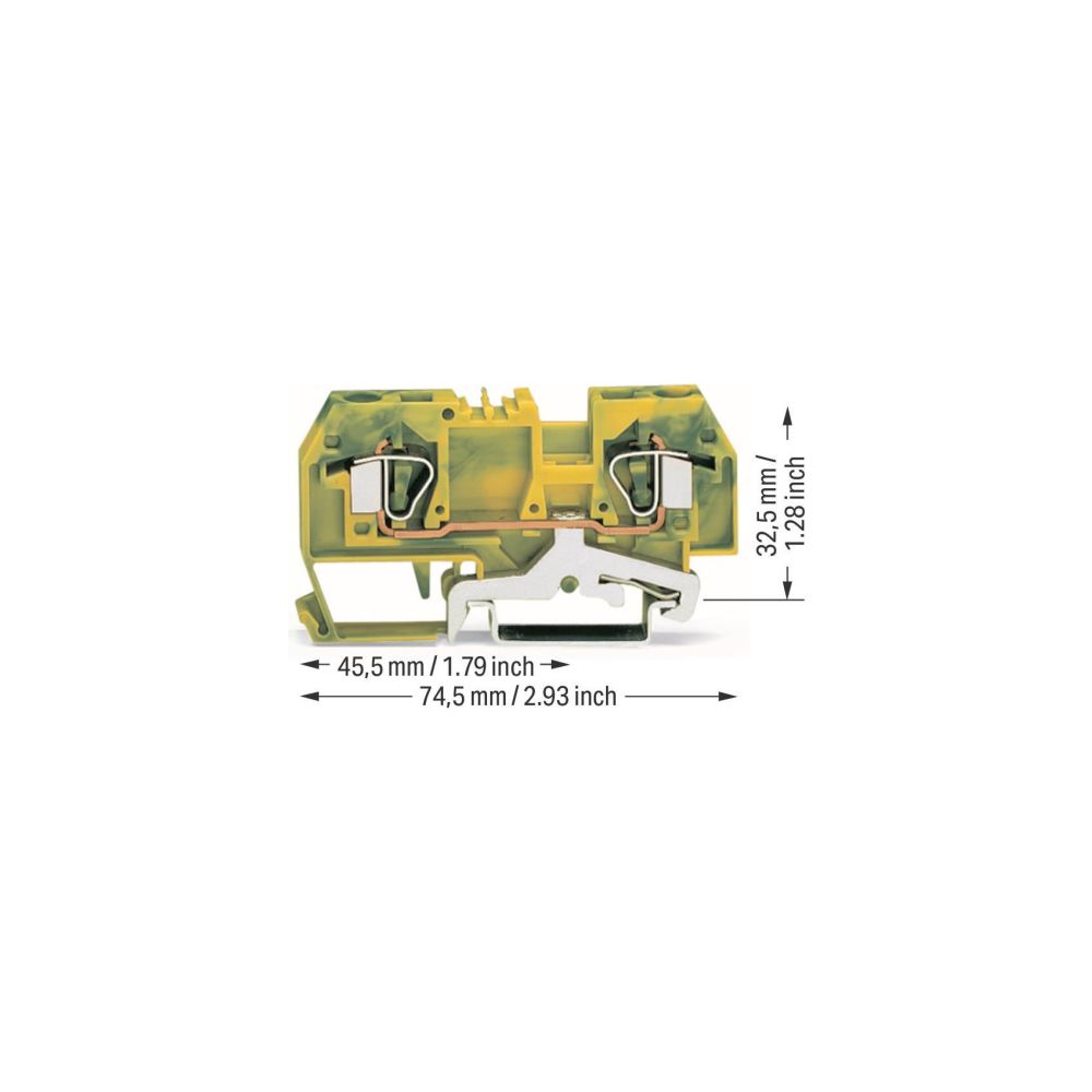 Wago 2-Leiter-Schutzleiterklemme 282 282-907, 6mm2, 8x74,5x32,5mm, Grün/Gelb... WAGO-282-907 4044918471794 (Abb. 4)