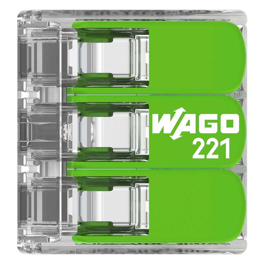 Wago Verbindungsklemme 221 221-423, 0,2-4mm2, Transparent/Grün... WAGO-221-423 4066966345438 (Abb. 14)