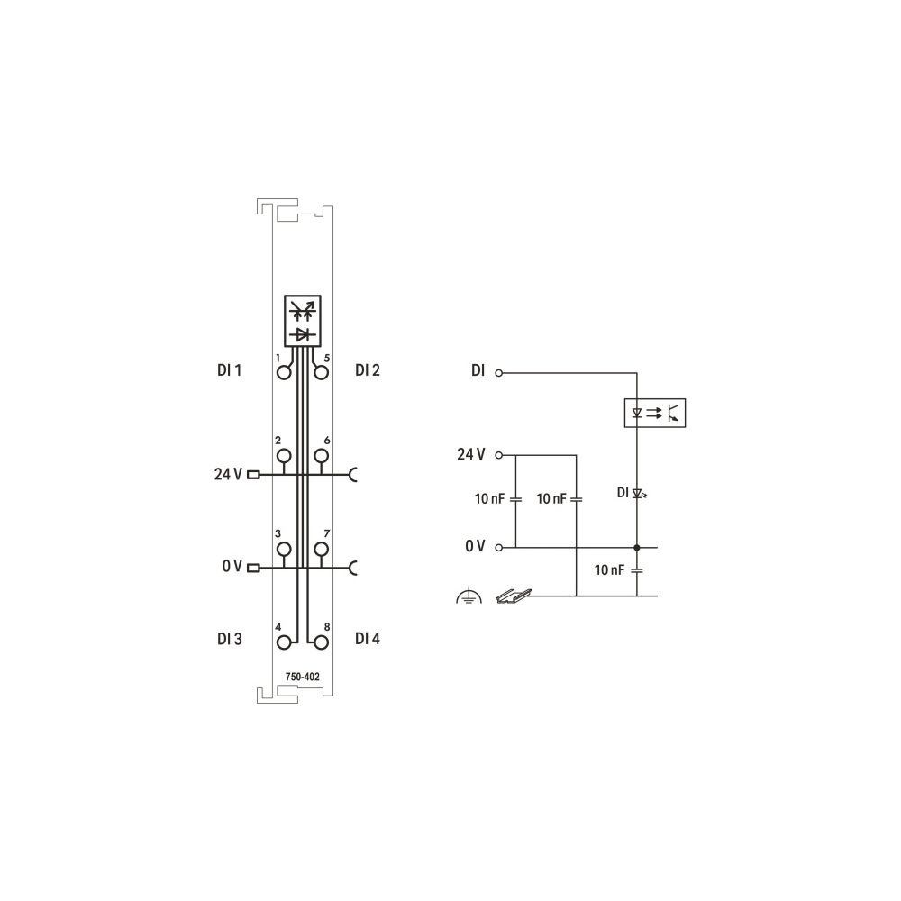 Wago Digitaleingangsmodul 750-402, 4-Kanal, DC 24 V, 3ms, Polycarbonat/Polyamid 6.6, lich... WAGO-750-402 4045454392598 (Abb. 6)